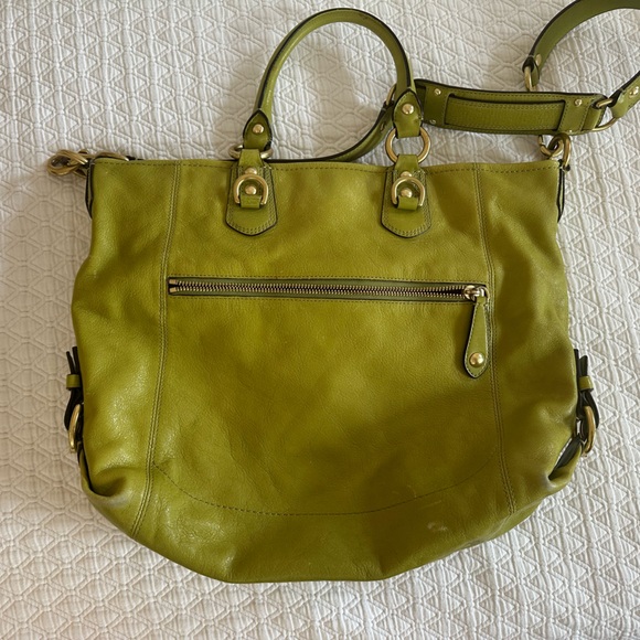 Vintage Coach Olive Green Leather Tote - Picture 2 of 2